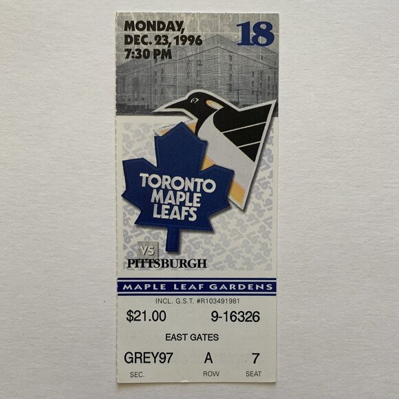 Mario Lemieux Last Game @ Maple Leaf Gardens - Leafs vs Penguins NHL Ticket Stub - Picture 1 of 2